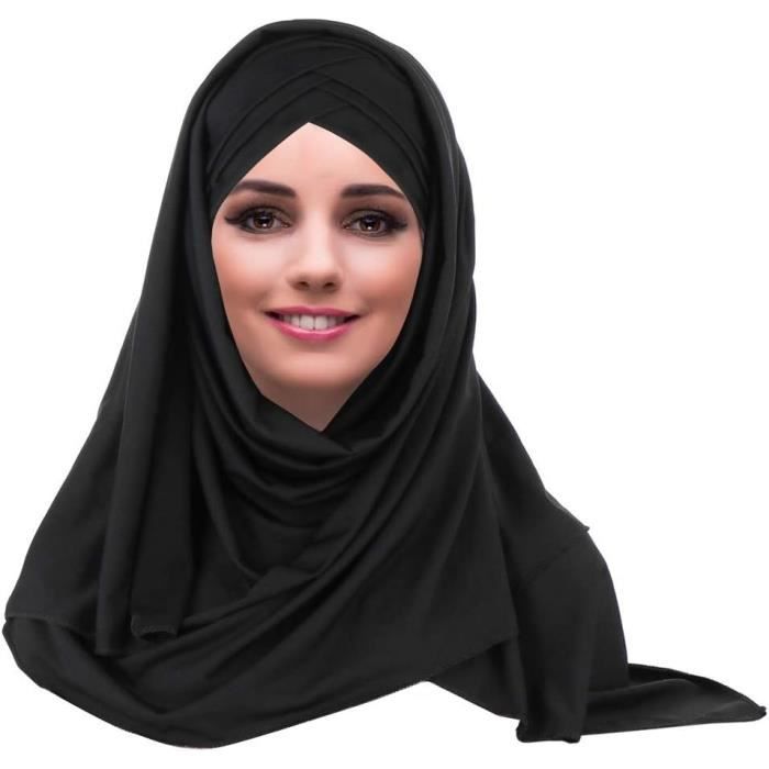 SIQITECH Chapeau Hijab Musulman Bandana Avec Bonnet Intégré - Foulard Coton Pour Femmes Beige Gris Noir Rouge
