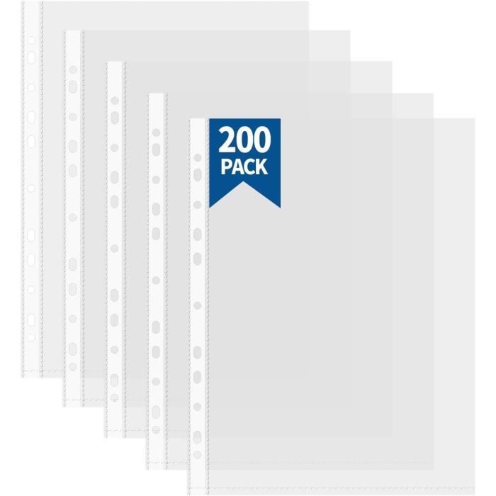Lot De 104 Pochettes Perforées Transparentes A4 – Multicolore, 45 Microns, Pour Classeurs