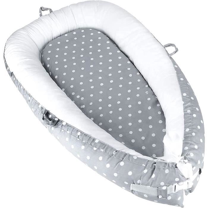 Bellochi Réducteur De Lit Bébé Avec Coussin D'Allaitement - Nid De Bébé Mousseline Gris 90x60cm