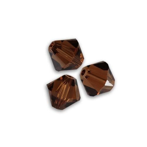 Lot De 100 Toupies En Cristal Preciosa 4 Mm - Couleur Smoked Topaz (Topaze Fumée) - Origine France - Pour Création Bijoux