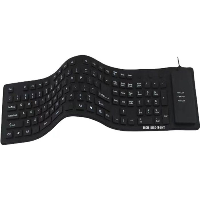 Clavier en silicone – INN® – QWERT – Filaire – Étanche – Pliable – Antidérapant