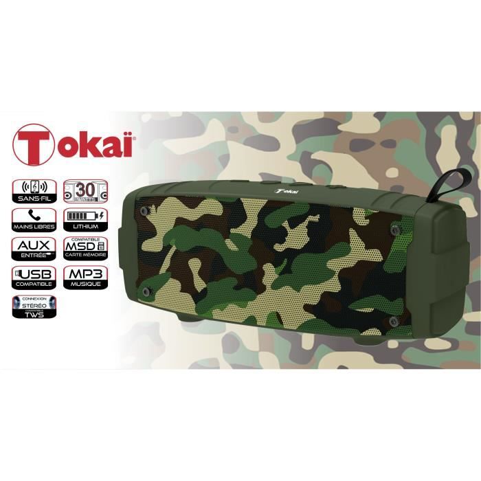 ENCEINTE PORTABLE SANS-FIL TWS CAMOUFLAGE AVEC RADIO FM- TOKAÏ