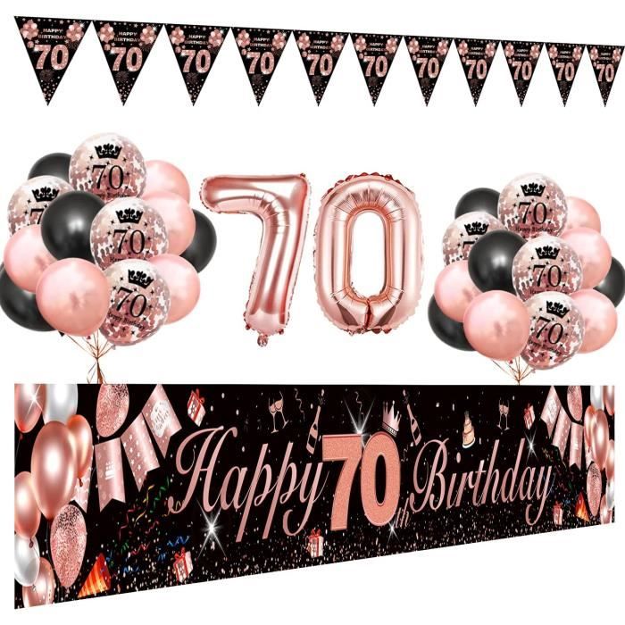 Kit Décoration Fête Anniversaire Thème Blackpink - Assiettes, Ballons, Bannière, Rose Et Noir, Neuf