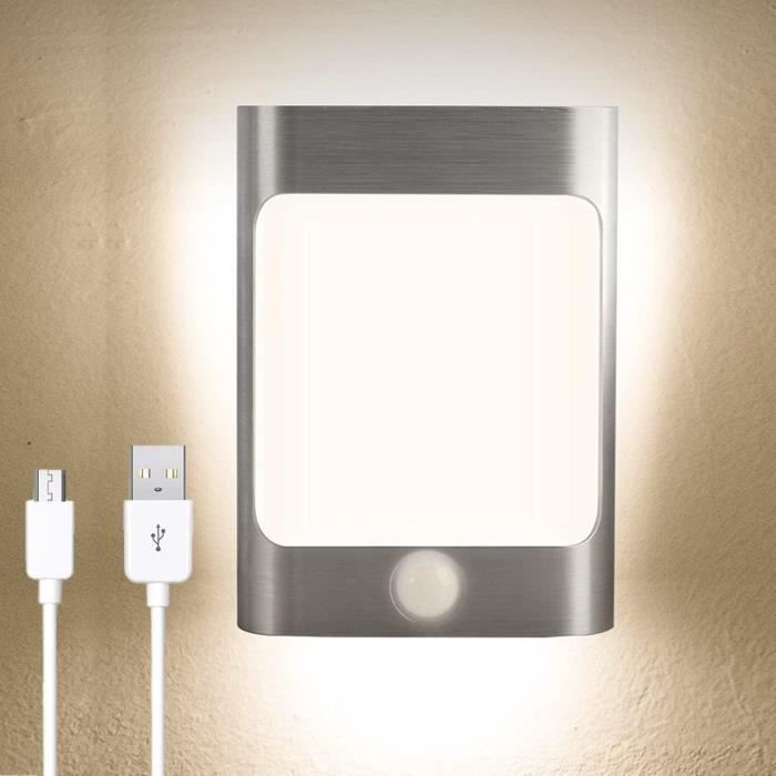 Lampe Murale LED Capteur de Mouvement sans Fil pour Intérieur, Veilleuse  Décorative avec Détecteur de chargement USB magnétique Blanc(8 Packs)