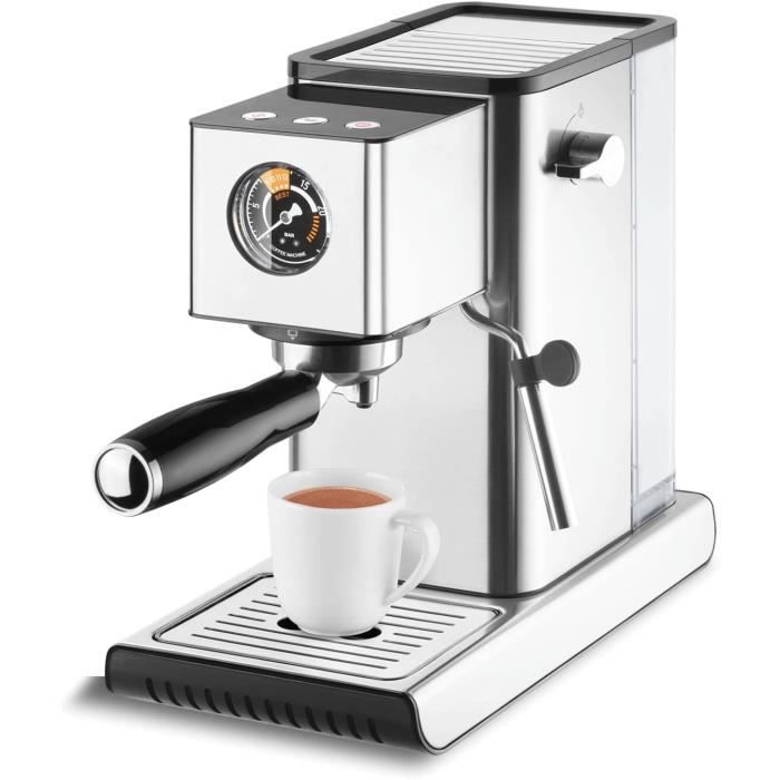 Machine à Expresso & Cappuccino Rétro Sirge - 1100W, Pompe 15 Bar, 3 Filtres - Neuf 2024