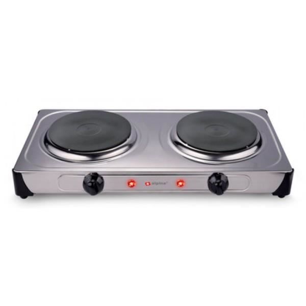 Grill électrique Double Jata JEGR1913 - 2 Plaques De Cuisson 29x24 Cm - Ouverture 180°, Plaque Supérieure Basculante - Contrôle Température, Plateau Récupérateur De Graisse