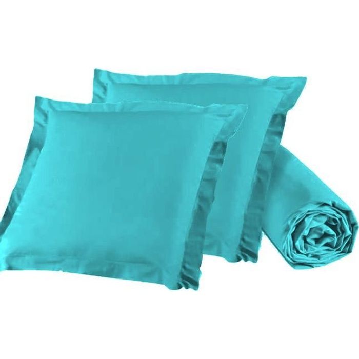 Drap plat uni percale de coton Scenario - Bleu céladon - 180 x 290 cm | Leroy Merlin