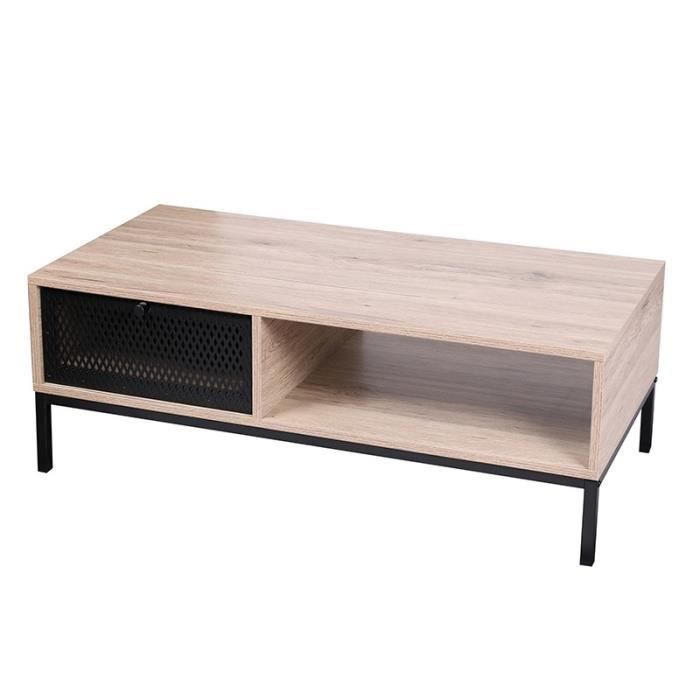 table basse rectangulaire - urban living - soho - aspect bois - noir - industriel - loft
