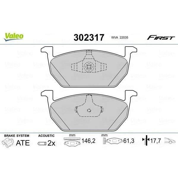 Plaquette de frein gamme first Seat leon III 2013> fr - VALEO - 302317