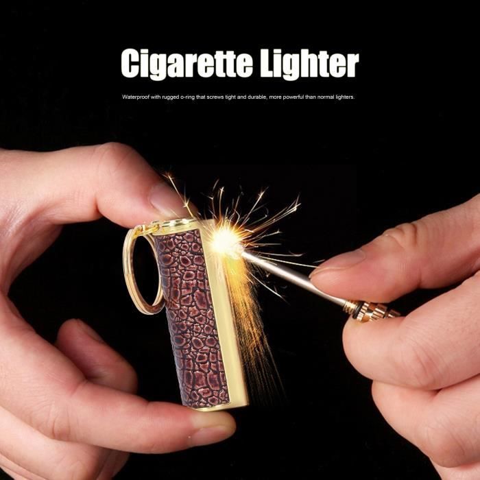 Keychain Lighter Match Strike Porte-clés allume-feu, allumette éternelle avec porte-clés, portable, réutilisable, multifonction, briquet de camping en plein air, sans gaz butane
