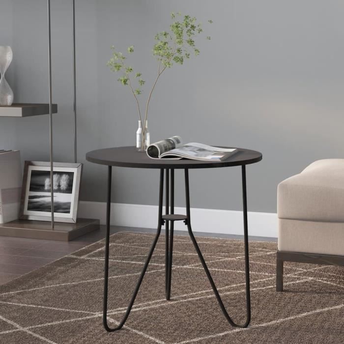 "promo"table de salon lmt - table à thé noir 48 cm mdf et fer 2,9kg