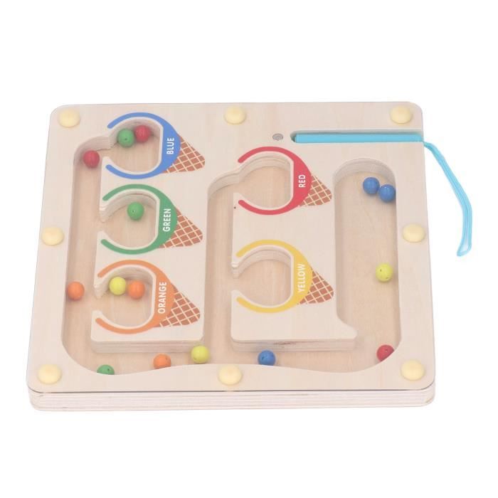 Jeu Magnétique Labyrinthe En Bois - Jouet Montessori éducatif Pour Apprendre Les Couleurs Et Compter - Enfant 3 Ans Et Plus