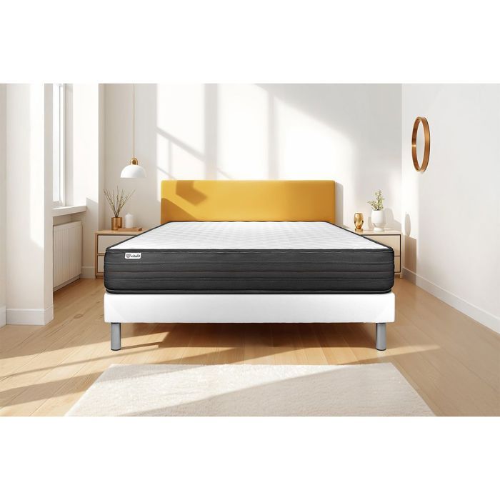 Ensemble Matelas Sommier 140x190 cm - Sommier Blanc (déjà monté) - Vitalpower Blanc Ensemble Matelas Sommier 140x190 cm - Sommier Blanc (déjà monté) - Vitalpower Blanc