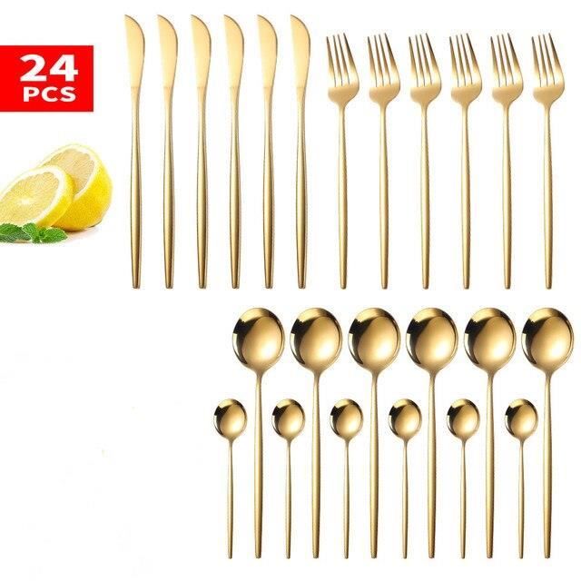 Comas Service de couverts Versailles Satin Gold 24 pcs, couverts de table, ac