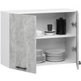 Meuble de cuisine - AKORD - OLIWIA - Blanc - 2 portes - Façade Béton - 80x30x58 cm-1