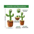 Cactus Qui Danse et Répète Francais,Le Cactus Qui Parle et Qui Danse,Talking Cactus Peluche Musical Bebe,Jouet Cactus Qui -1