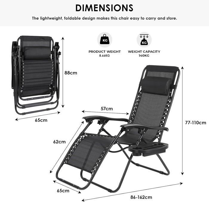 Chaise Longue de Jardin Pliable Fauteuil de Jardin Pliable et