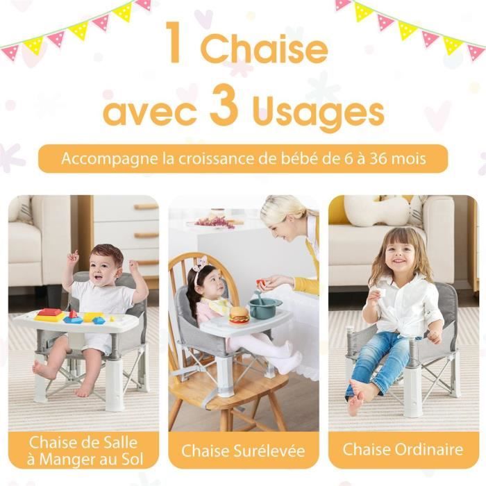Badabulle Rehausseur de Chaise Home and Go, 6 - 36 mois, Grey - Cdiscount  Puériculture & Eveil bébé