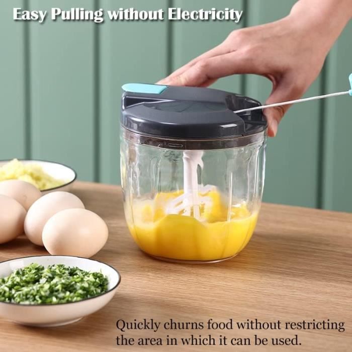 Hachoir Manuel FiveShops 520ml Avec 3 Lames Inox - Parfait Pour Légumes, Fruits, Noix Et Préparations Culinaires