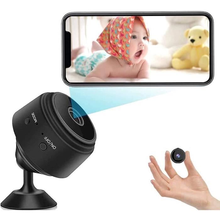 Cablelera Mini Camera Espion sans Fil HD 1080P Spy Caméra de Surveillance  WiFi avec Vision Nocturne et Detecteur, Video Surveillance de Sécurité Bébé