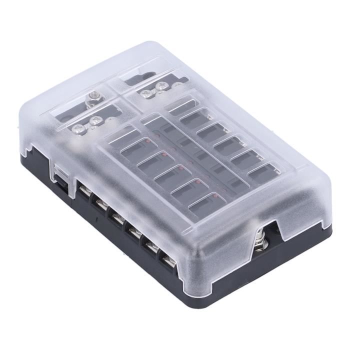 Bloc ATO ATC 12 Voies Avec Indicateur LED - Boîte Fusibles Étanche IP66 Pour Voiture, Bateau, Camping-car