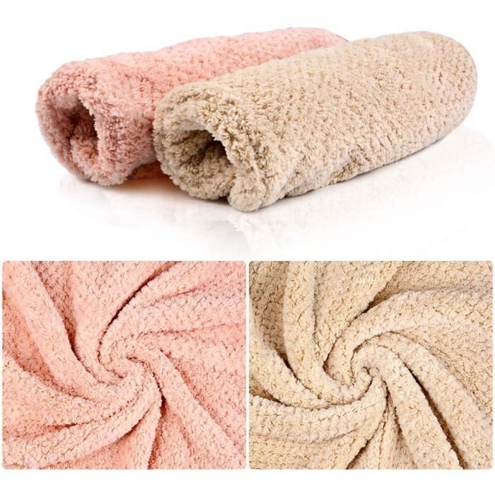 FREATECH Lot de 3 Serviettes en Microfibre pour Cheveux, Turban Anti-frisottis, Super Absorbantes et Douces, avec 3 Boutons Réglables pour Femmes, Hommes, Enfants