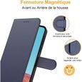 Coque Pour Samsung A22 5G (6.6") Bleu Marine Anti Rayure Porte-Carte Couleur Unie Anti-Choc Portefeuille Souple-2