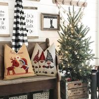 Ensemble De 4 Housses De Coussin De Noël, 45.72*45.72cm, Décoration De Noël Avec Sapin, Et Hiver, Housses De Coussin De Ferme D'hiver Pour Canapé, Salon, Extérieur, Rembourrage – Maison Et Cuisine