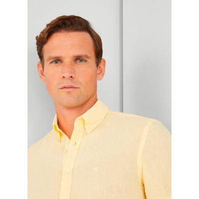 Chemise Homme TED BAKER London Taille 16 (34/35) Jaune - 100% Coton, Poignets Contrastés, Occasion Très Bon état