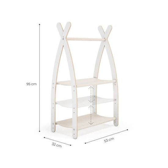 Portant Vêtements Enfant TIPI XL Smartwood - Bois Naturel Pin FSC, Style Scandinave, Méthode Montessori