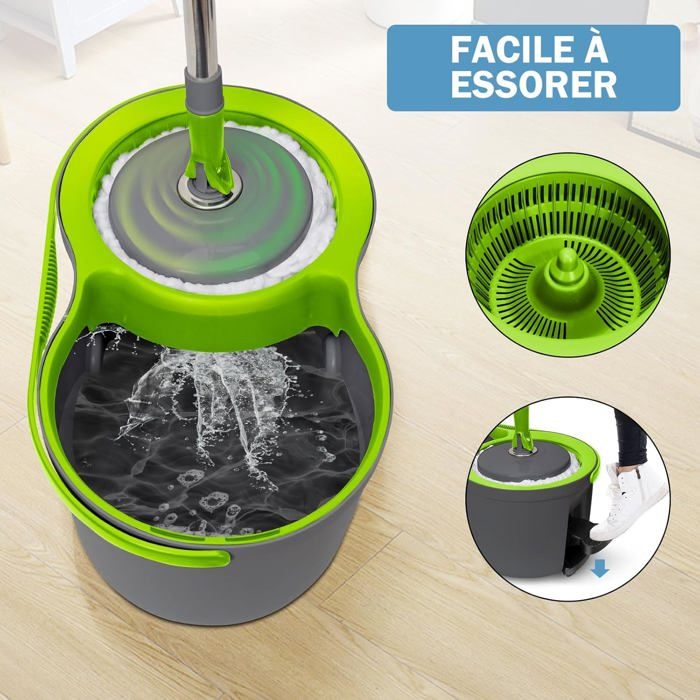 Balai à Franges Industriel Avec Tête De Rechange - Manche 150cm Acier Inoxydable Pour Nettoyage Sol