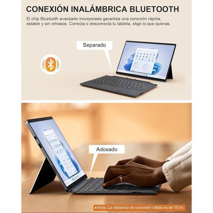 Rii Clavier Français Bluetooth Rétroéclairé Pour Surface Pro 7/6/5/4/3/Plus – Pavé Tactile, 7 Couleurs LED, Batterie Rechargeable