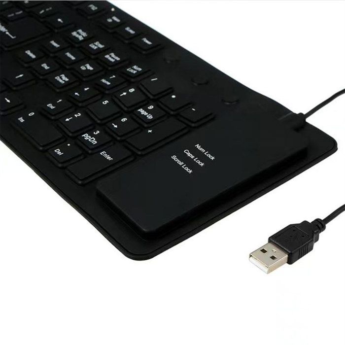 Clavier Silicone étanche USB Noir QWERTY - Pour PC, PS4, Universel, Neuf