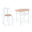 Giantex Table et 2 Chaises en bois et Tubulaire acier pour Salle à Manger ,Set de 1 Table et 2 Chaises avec-3