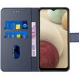 Coque Pour Samsung A22 5G (6.6") Bleu Marine Anti Rayure Porte-Carte Couleur Unie Anti-Choc Portefeuille Souple-3