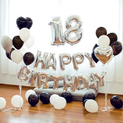 Kit Décoration Anniversaire - Ballons Blancs, Bannière Happy Birthday, Confettis - Pour Fête Homme/femme, Mariage, Soirée