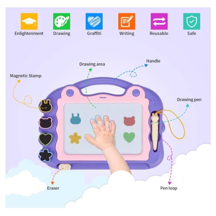 Ardoise Magique Couleur Petit Format avec Tampons -Mini Jeux pour Bebes et  Enfants 2 et 3 Ans - Loisir Creatif Educatif Simple - Cdiscount Jeux -  Jouets