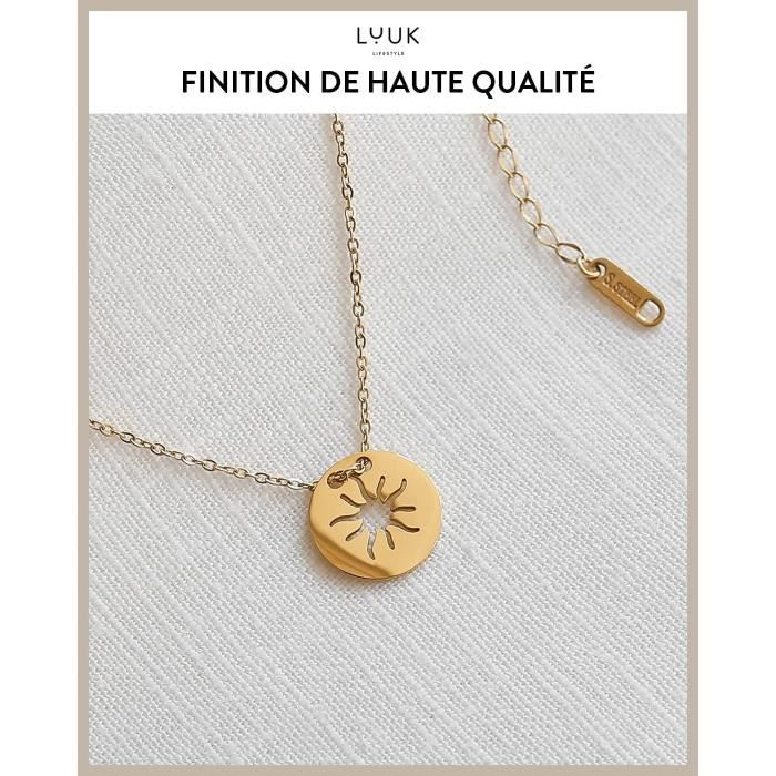 Collier en acier massif pendentif en croix serti de pierres