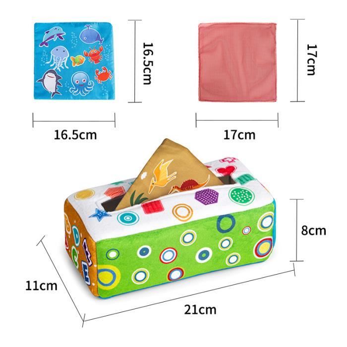 Boîte à Tissu Sensoriel Pour Enfant – Jeu De Mouchoirs Colorés à Tirer, Papier Froissé, Développement Tactile Et Motricité