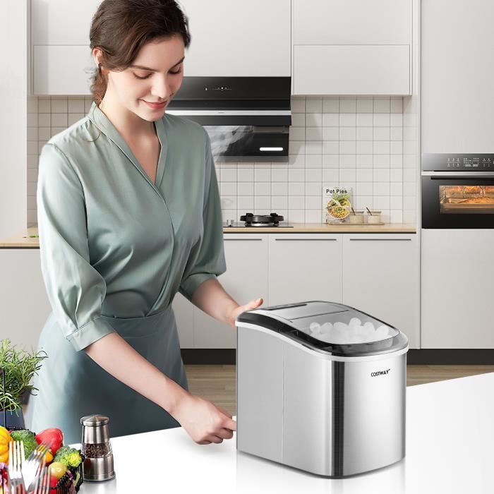Machine à Glaçons GOPLUS - 12kg/24h - 9 Glaçons En 6-13min - 2 Tailles - Auto-Nettoyage - Rouge