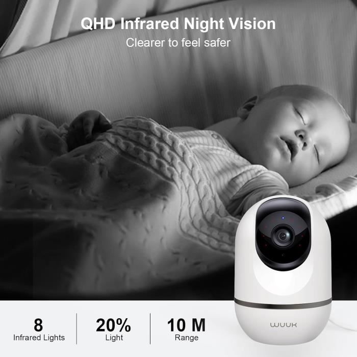 Caméra MOES WiFi P52 – 4MP PTZ Panoramique – Vision Nocturne – Alexa/Google