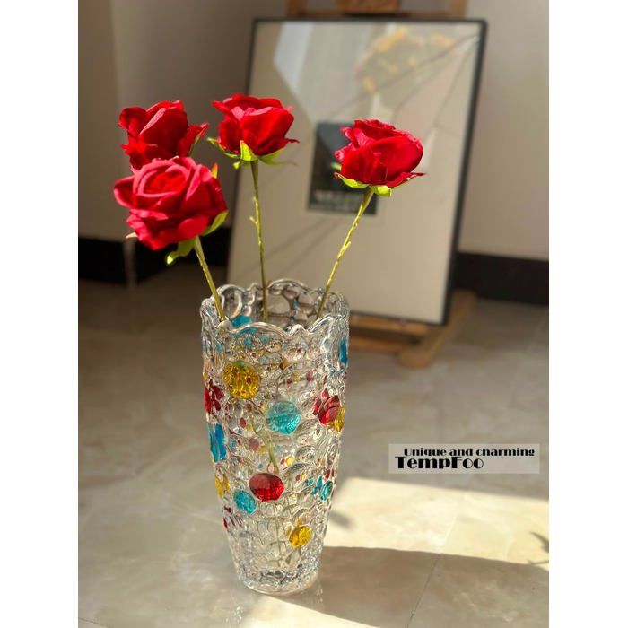 Grand Vase En Verre Coloré Arc-en-Ciel 25x12 Cm | Pièce Unique Lumineuse Pour Déco & Mariage