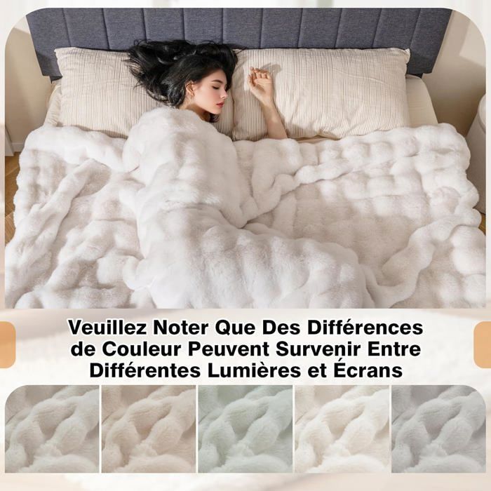 Ergocar Couverture, Épais et Chaud Plaid Fausse Fourrure de Lapin Ergocar Couverture, Épais et Chaud Plaid Fausse Fourrure de Lapin