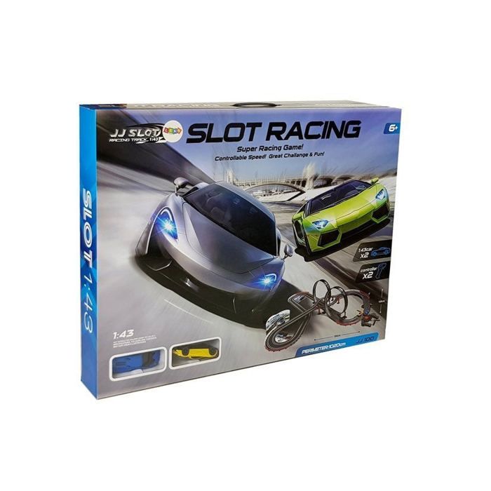 Circuit de Course avec 2 Voitures - 865 cm, 2 Télécommandes, Phares et Circuit de Course avec 2 Voitures - 865 cm, 2 Télécommandes, Phares et