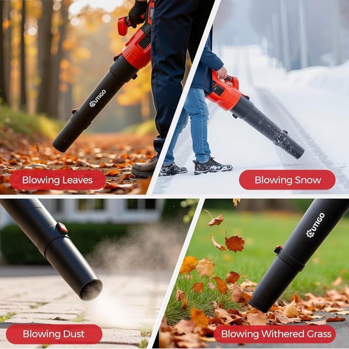 Souffleur De Feuilles Sans Fil 21V - 6 Vitesses, 360 M³/h, 2 Batteries 3000mAh - Idéal Jardin, Voiture & Neige