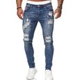 Jeans Hommes Pantalon en Denim Skinny Cargo Bleu2 LH0507PT113-0