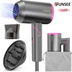 FUNSEE Seche cheveux Professionnel Ionique, 3 températures, Sèche-cheveux de voyage pliable petit, Sèche-cheveux petit format 2000W