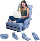 GOPLUS 18 Grille Fauteuil de Salon Convertible, Fauteuil chauffeuse Relax canapé-lit Pliable,avec Dossier Réglable sur 5 Positions