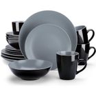 vancasso, Série LENTO, Service de Table Complet en Céramique Matte, 16 Pièces pour 4 Personnes, Assiette Plate, Assiette à Dessert,