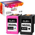 BRAND 302 XL Cartouches d'encre Remanufacturées EJET 2 Pack Remplacement pour HP 302/302XL pour DeskJet 1110 2130 2134 3630 3632 3634